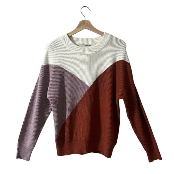 Sophie Rue Sweater Size Small Colorblock Oversize Cable Knit